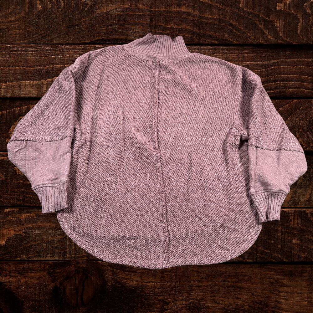 Free People We The Free Zip Neck Oversized Sweater Lavender Slouchy Pullover XS - Picture 4 of 11
